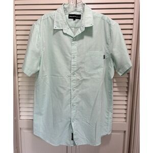 Molokai Surf Co.‎ Mint Short Sleeve Button Up Shirt Size Large Logo Pocket